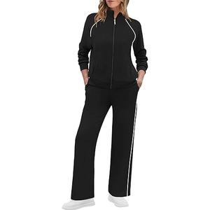 XIEERDUO Women's 2 Piece Lounge Sets Full Zip Up Sweatsuit Wide Leg Tracksuit Workout Outfits Fashion Airport Wear M