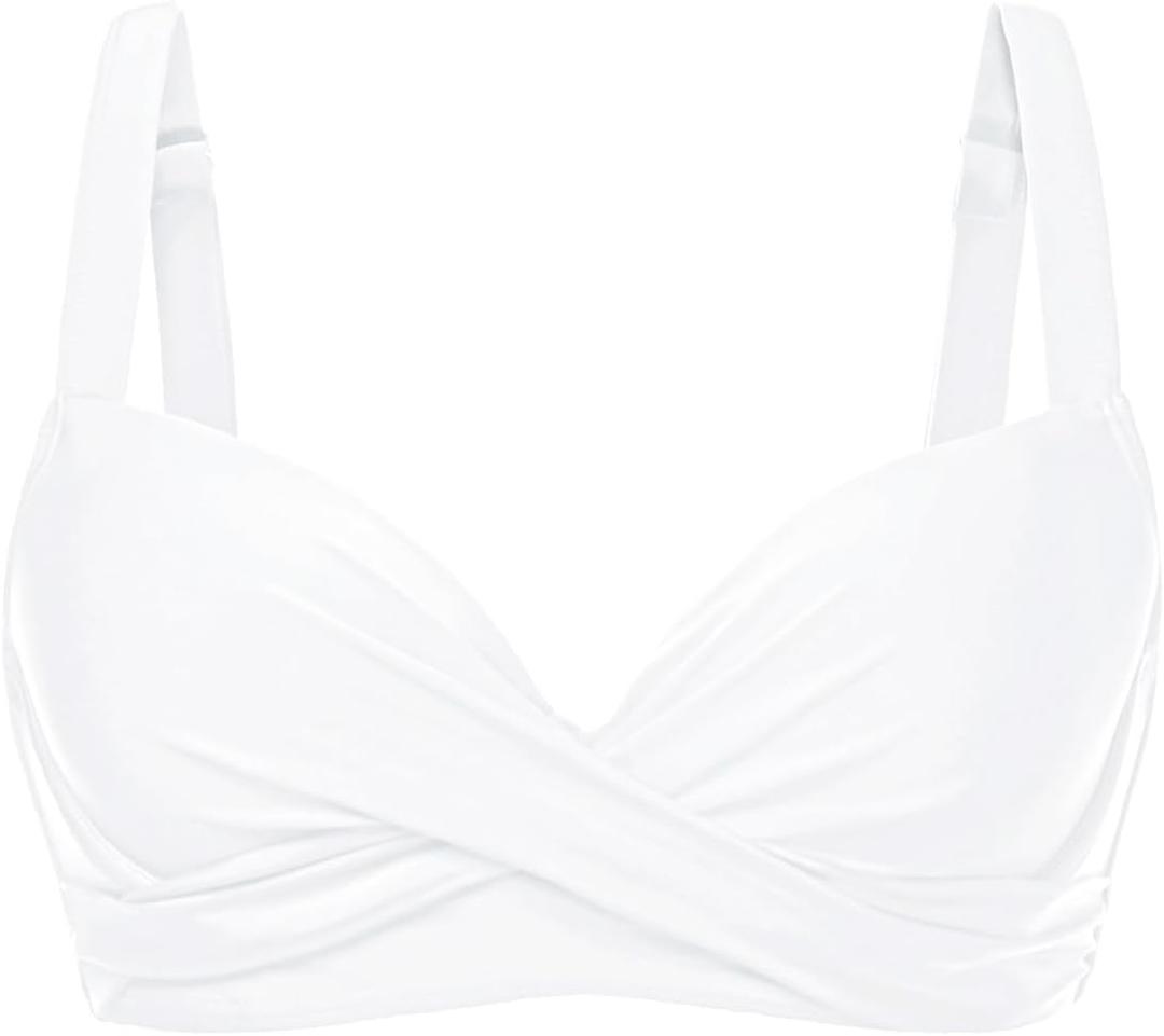 Women Underwire Bikini Top - Push Up Swim Top Only Bra Padded Swimsuit Tops 2025 Bathing Suit Tops (Medium, White)