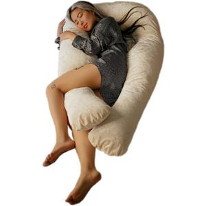 YANA 360 Body Pillow | Luxury U Shaped Pregnancy Pillow - Organic Bamboo Cotton - Shredded Cooling Gel Fill - Ergonomic Design - Double Sided - Washable