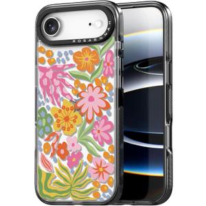 for iPhone Air Case Cute - Durable Shockproof 6.6 ft Drop Impact Phone Case - Funny Passion Flower Design for iPhone 17 Air (6.5") Black