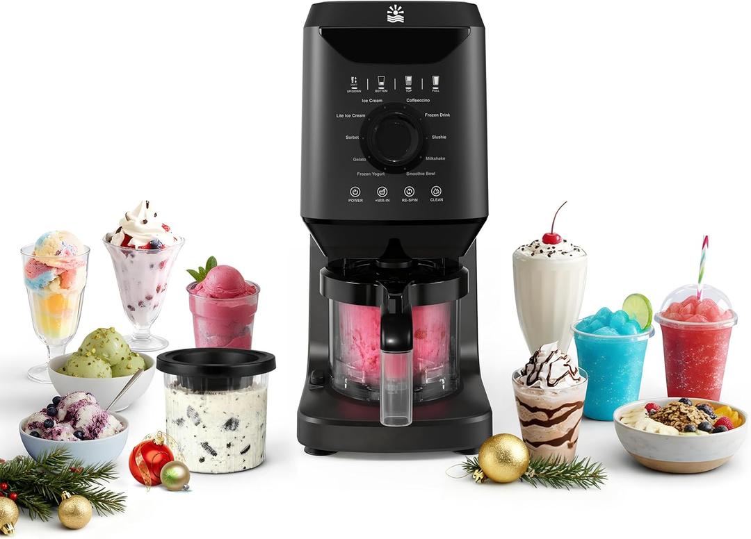 12-in-1 Ice-Cream Maker Machine - 11 Preset Programs & Self-Cleaning, Healthy Frozen Yogurt Maker for Gelato, Slushies, Sorbet, Mix-ins & More, Includes (2) Pint Containers for Home & Party