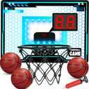 Folimix Mini Basketball Hoop Indoor for Kids, Basketball Hoop Over The Door with LED Lighting, Electronic Scoreboard & 3 Balls, Basketball Toys Gifts for 6 7 8 9 10 11 12 Year Old Teen Boys Christmas