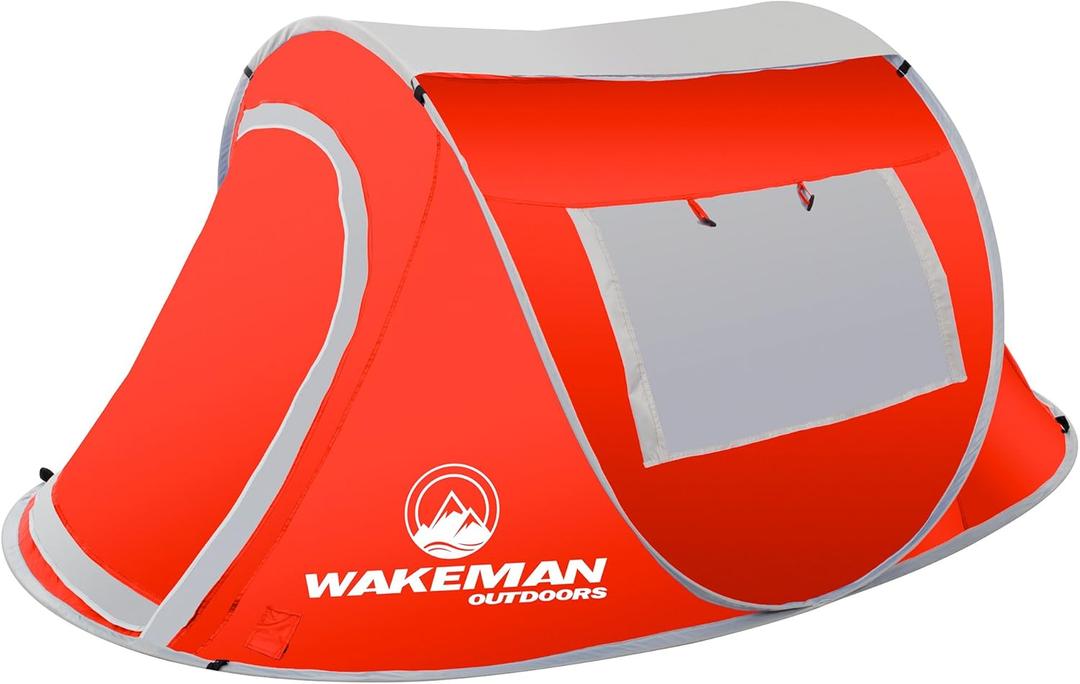 6-Person Tent, Water Resistant Dome Tent for Camping with Removable Rain Fly and Carry Bag, Rebel Bay 6 Person Tent by Wakeman Outdoors (Red)