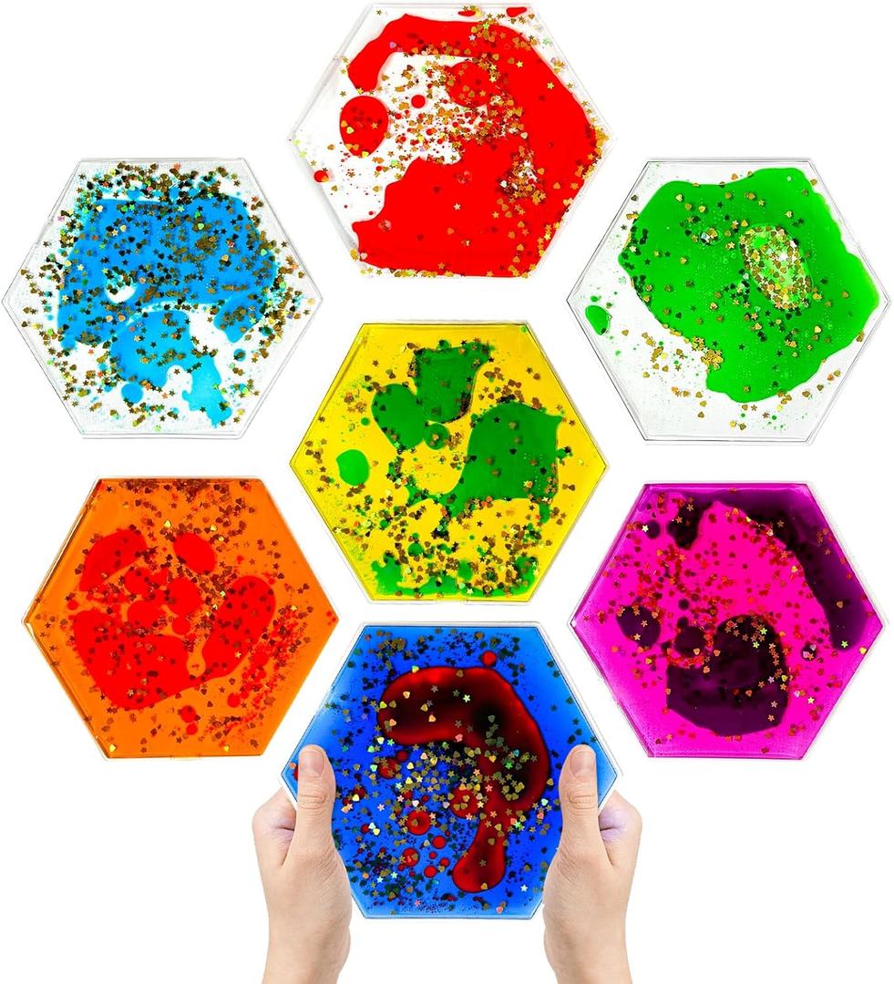 Jumble Comb Hexagon Liquid Motion Sensory Fidget Toys for Kids & Toddlers  Autism Sensory, ADHD Fidgeting, Stress, Focus & Visual Stimulation  Colorful Squishy Toys for Ages 3-8, Classroom & Travel