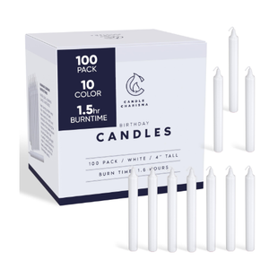Candle Charisma 50 White Spell Candles - 4." Unscented Paraffin Chime Candles, Smokeless & Dripless, Colored Candles, 1.5 Hours Burn Time 0.4" Thick Taper Candles for Rituals, Witchcraft and Parties