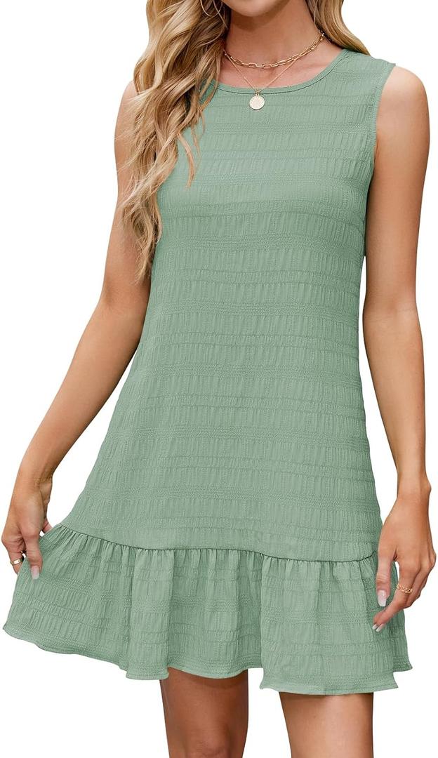 Naggoo Womens Sundress Summer Dresses for Women 2026 Sleeveless Tank Dress Spring Beach Boho Mini Dress (Green, XXL)