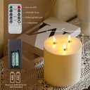 Extra Large Outdoor Waterproof Flameless Candle with 3 Wick, 6" x 6" Ivory Plastic Battery Operated LED Candle with Remote and Timer,Flickering Fake Pillar Candles for Garden Patio Porch Home Party