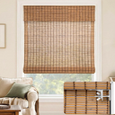 LazBlinds No Drill Bamboo Roman Shades, 27" W x 64" H, Malay Umber