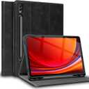 NANRUIL for Samsung Galaxy Tab S9 Plus/S10 Plus/S9 FE+ 12.4inch Case with S Pen Holder 2023/2024 Model(SM-X820/X826/X810/X816/X610/X616) Genuine Leather Cover Protective Shell,Auto Wake/Sleep