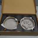 Ceramic Slow Feeder Dog Bowl Set with Stand, Cute Paw Slow Feeding Food Bowl and Water Bowl for Medium Breed, 6.3" Ceramic Non Slip Dog Dishes, Grey