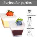 Jnnzzggu 50Pcs Square Mini Plastic Dessert Cups,3.5Oz Clear Plastic Parfait Appetizer Cup for Desserts,Appetizers,Ice Cream
