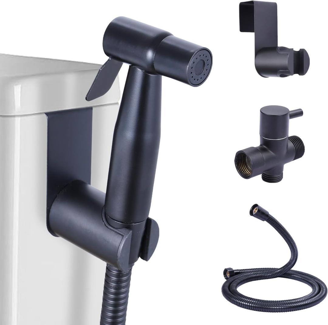 Handheld Bidet Sprayer for Toilet, Premium Jet Spray for Toilet with Adjustable Water Pressure, Muslim Shower for Personal Hygiene(Black)
