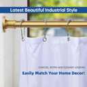 BRIOFOX Industrial Shower Curtain Rod - Rustproof Non-Slip 43-72 Inches Tension Curtain Rod for Window or Bathroom,Frosted Gold Painted Finial