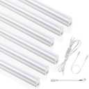 (6 Pack) 4FT T5 LED Integrated Fixture, 6500K,20W,2300LM(Super Bright White) Linkable LED Shop Light,Garage Ceiling and Cabinet Light,Strip Light,Corded Electric with ON/Off Switch
