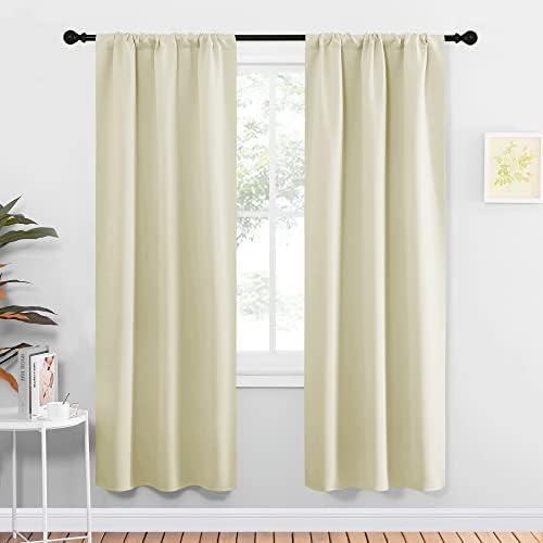 NICETOWN Blackout Curtains for Living Curtains, Window Treatment Thermal Insulated Solid Room Darkening Drape Panels for Girls Room (Beige, Set of 2, 34 inches Width by 72 inches Length)