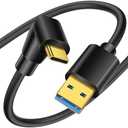 YACSEJAO 90 Degree USB Type C Cable USB 3.0 A to USB C Up & Down Angle Fast Charge Cord Compatible with Notebook, PC, Tablet, Phone and More (0.5M/1.6FT)