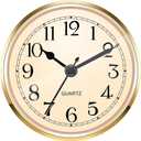 Hicarer 3-1/2 Inch (90 mm) Quartz Clock Fit-up/Insert with Arabic Numeral (Gold)