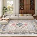 zesthome 8x10 Area Rugs for Living Room,Large Washable Rug,Blue Red
