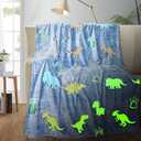 TEHALK Dinosaur Glow in The Dark Blanket for Kids, Toddler Blanket for Boys, Dinosaur Gifts for Boys/Kids, Soft Fleece Blanket Throw, Birthday Gifts 40"x60"