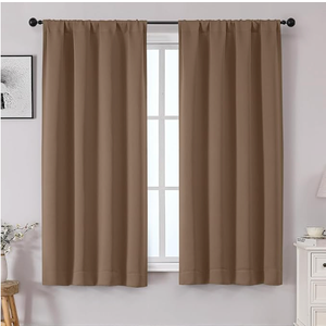 OWENIE Sally Brown Blackout Curtains for Bedroom 63 Inch Length 2 Panels Set, Solid Thermal Insulated Energy Saving Rod Pocket Window Treatment Drapes, W40 x L63 Inch, Brown