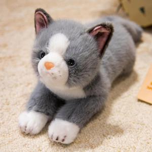 PEACH CAT Cat Stuffed Animal 15" Realistic Kitten Plushies Soft Plush Toys Gifts for Kids Grey