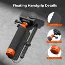 SmallRig Floating Hand Grip Waterproof Monopod, Action Camera Accessories for DJI Action 6/5 Pro/4/3, for Go Pro Hero 13/12/11/10 Black, for Insta360, Underwater Hand Stick for Water Sports (Orange)