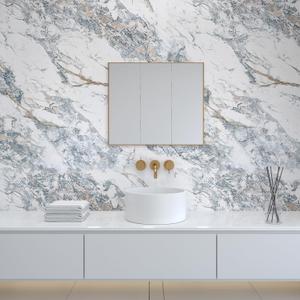 Thicken White Blue Marble Granite Contact Paper peel self stick Kitchen Countertops Waterproof Wallpaper 32x591inch Large Roll Flower Vinyl Textured Furniture Sticker Tv Wall Top Mural Backsplash Wrap (Bule white gold)
