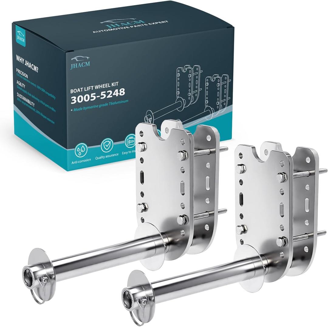 3005-5248 Boat Lift Wheel Kit - Heavy-Duty Replacement for Boat Lift SystemsStainless Steel Install Bracket Set
