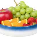 Fruit Bowl for Kitchen Counter, Blue-Edged Minimalist Ceramic Decorative Bowl, Key Bowl for Entryway Table, Home Dcor Accent Dish