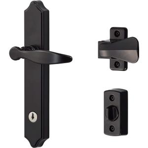 Ideal Security 1216 Surface Mount Storm Door Handle with Lock and Key for 1 1 inches Thick Doors (Black, 4-Posts)