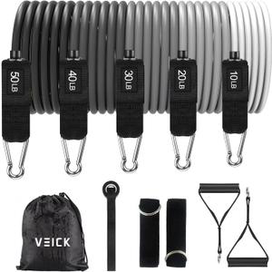 VEICK Resistance Bands, Exercise Bands, Workout Bands, Resistance Bands for Working Out with Handles for Men and Women, Exercising Bands for Fitness Weights Work Out at Home (Gray)