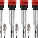 Ignition Coil Packs UF529 & Spark Plugs Set of 4,Compatible with Audi Volkswagen VW 2005-2016 A3 A4 A5 R8 A6 A7 Q7 S4 TT 2006-2016 Jetta MK5 MK6 GTI Rabbit Golf Passat CC Tiguan,OE Replace C1631 UF575