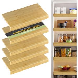 Wire Shelf Covers,30" W x 16" D,5pcs,Natural | Bamboo Wire Rack Covers for Pantry and Closet,Tool-Free,Snap-On,Durable