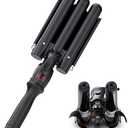kuwa Crimper Hair Tool,Beach Waves Curling Iron,3 Barrel Curling Iron,Hair Crimper for Women,HairWaver with LCD Temperature Display