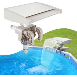 Pool Fountain for Above Ground Pools, Swimming Pool Waterfall Fountain, Smooth Flowing Pool Waterfall for Relaxation, Fits 1.2" to 4.7" Above-Ground Pool Frames (Beige)