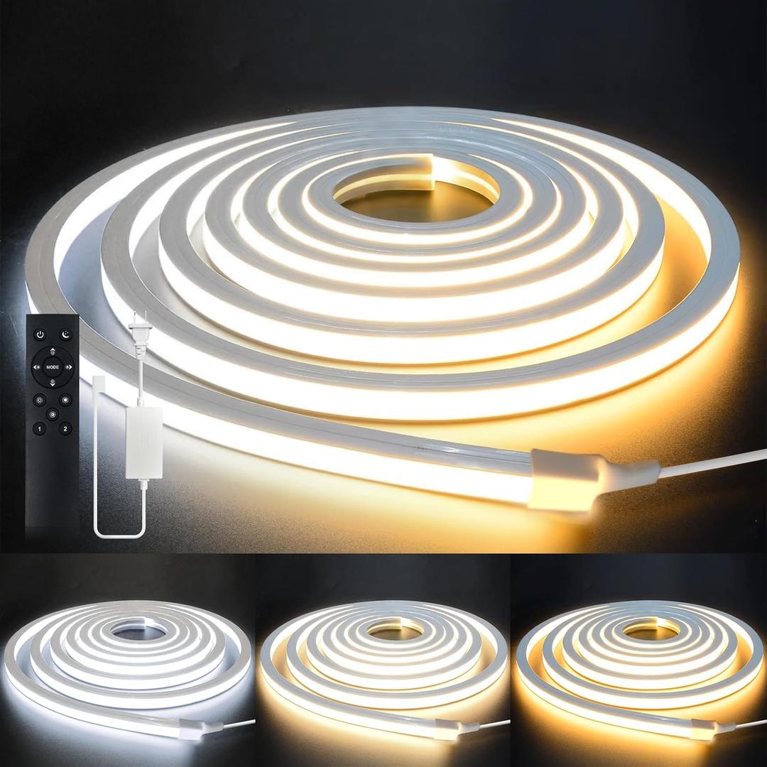LED Strip Lights 32.8ft 110-120V, Dimmable Silicone Neon Rope Lights, Flexible Outdoor Waterproof Neon Strip Lights for Mirror, Kitchen, Cabinet, DIY Lighting