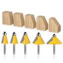 WSOOX 5PCS Chamfer Router Bits with 1/4" Shank Bevel Edge Forming Router bits (11.25,15,22.5,30,45.)
