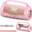 JCHPINE Silicone Cover Case for JBL Flip 7 Portable Speaker, Accessories for JBL Flip 7 Protective Case with Silicone Handle (Pink)
