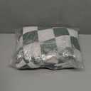 Green and White Checkered Woven Throw Blanket with Fringe/Large Checkered Woven Tablecloth / Table Throw 70×70in