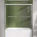 GETPRO Tub Shower Door 56-60 in. W x 58 in. H Semi-Frameless Bypass Double Sliding Bathroom Glass Tub Door,1/4 inch Clear Tempered Glass Bathtub Door Chrome Finish