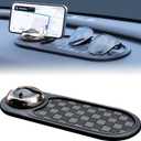 2 x Universal Anti-Slip Car Dashboard Mat with 360 Rotating Phone Holder Multi-Functional Organizer Pad for Phones, Sunglasses, Keys, and Daily Essentials (Gray Silver)