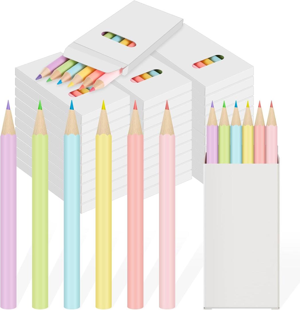 Ctosree 24 Packs Mini Pastel Colored Pencils Bulk 3.5'' Coloring Drawing Pencil in Boxes End of Year Gift for Students Kids Adult Classroom Exchange Gift School Painting Party Favor, 6 Per Pack