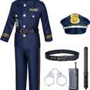 Kids Police Costume for Boys Cop Outfit Accessories Set Halloween Party Cosplay 3-5T Blue