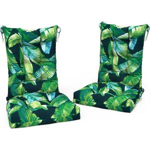 LVTXIII 2 Pack Outdoor Rocking Chair Cushion Set, Patio Fade and Water Resistant Tufted Seat Cushions with Ties for Rocking Chairs Use, 38x17x3, Hanalei Lagoon