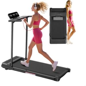 Walking Pad Treadmill with Handle Bar, Compact Portable Treadmills for Home Small, Electric Walking Pads with Handles, 3.5HP Quiet Motor and LED Display, 400 LBS Capacity (gray)