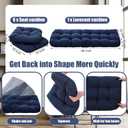 Youyole 7 Pcs Outdoor Wicker Chair Cushions Set with 1 Loveseat 44 x 19 in Weatherproof & 6 U Shaped Cushions for Wicker Patio Furniture Porch Swing Bench Seat Sofa Couch (Dark Blue)