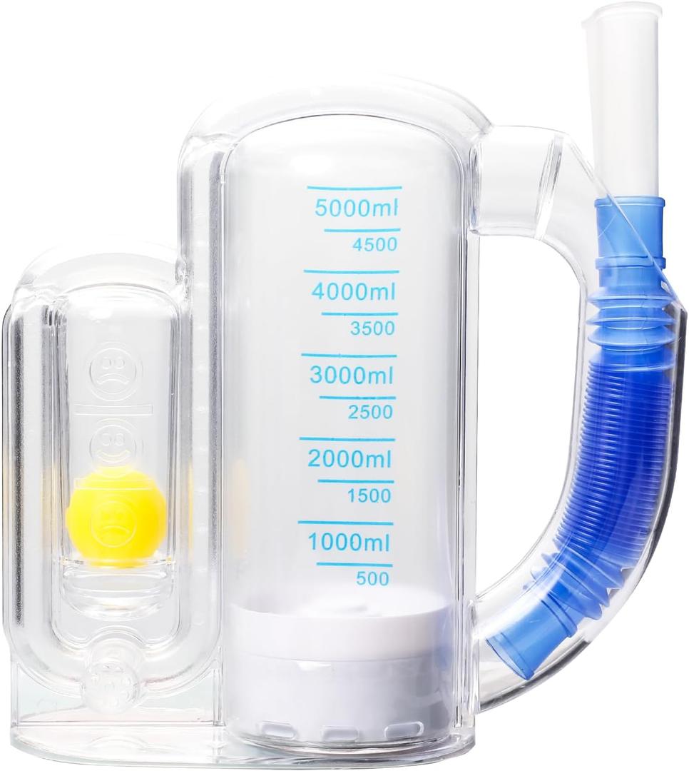 Incentive Spirometer Adult,Breathing Exercise Device for Lungs,Breathing Trainer-5000ml Volume Measurement with Flow Rate Indicator