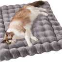SOMAHE Cat Bed Mat, Soft Plush Faux Fur Kneading Pet Bed, Machine Washable Cat Sleeping Pad for Indoor Cats & Kittens, Non-Slip Fluffy Cat Rug for Couch Sofa Floor, 23x15 Inch Grey