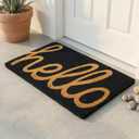 Fab Habitat Extra Thick Doormat - Handwoven, Durable - Natural Coir - Entryway, Front Door, Porch, Patio - Cursive Hello Dark Blue (18" x 30" Thick), Large - Extra Thick