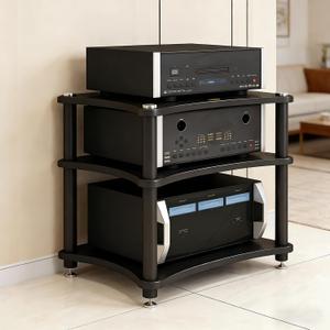 Heavy Duty 3-Tier AV Media Stand, 264 lb Load Capacity, Black